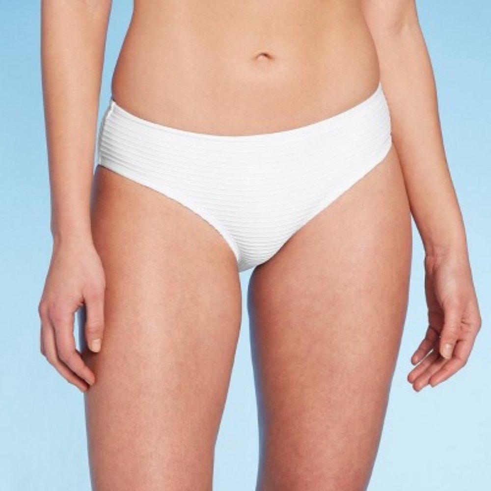 Kona Sol™ White Textured Ribbed Swimsuit Bottoms